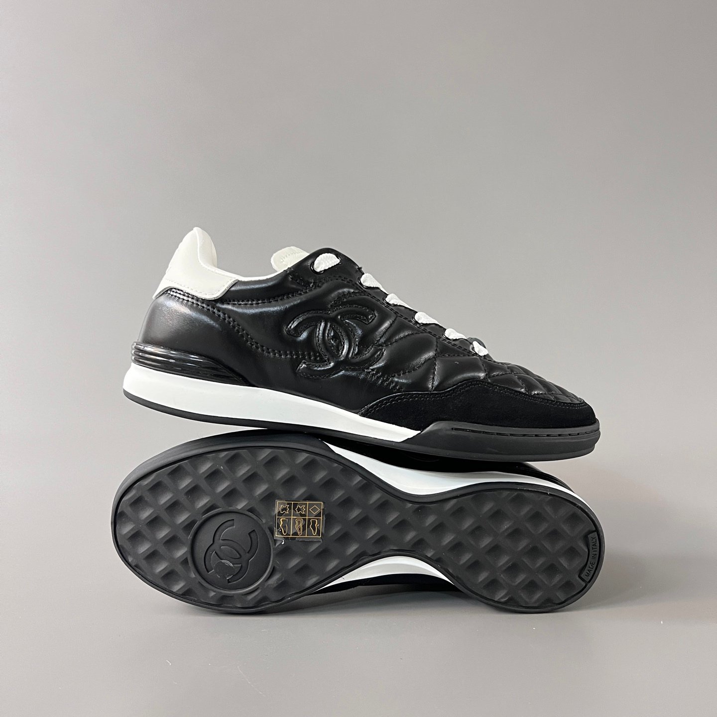 AuroraCustom Chanel 25S Series GAT Lo-Top Sneakers (Stealth Noir Black, Quilted Calfskin & EVA/Rubber Hybrid Sole Edition) - Image 6