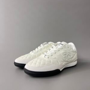 AuroraCustom Chanel 25S Series GAT Lo-Top Sneakers (Pristine White, Quilted Calfskin & EVA/Rubber Hybrid Sole Edition)