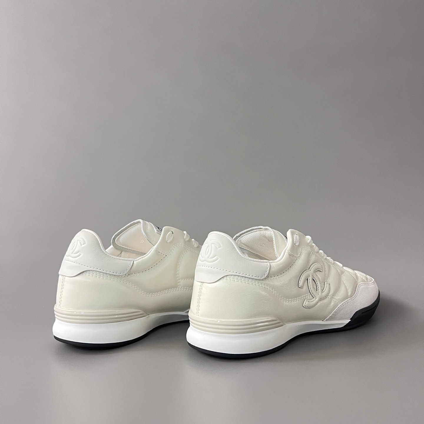 AuroraCustom Chanel 25S Series GAT Lo-Top Sneakers (Pristine White, Quilted Calfskin & EVA/Rubber Hybrid Sole Edition) - Image 4