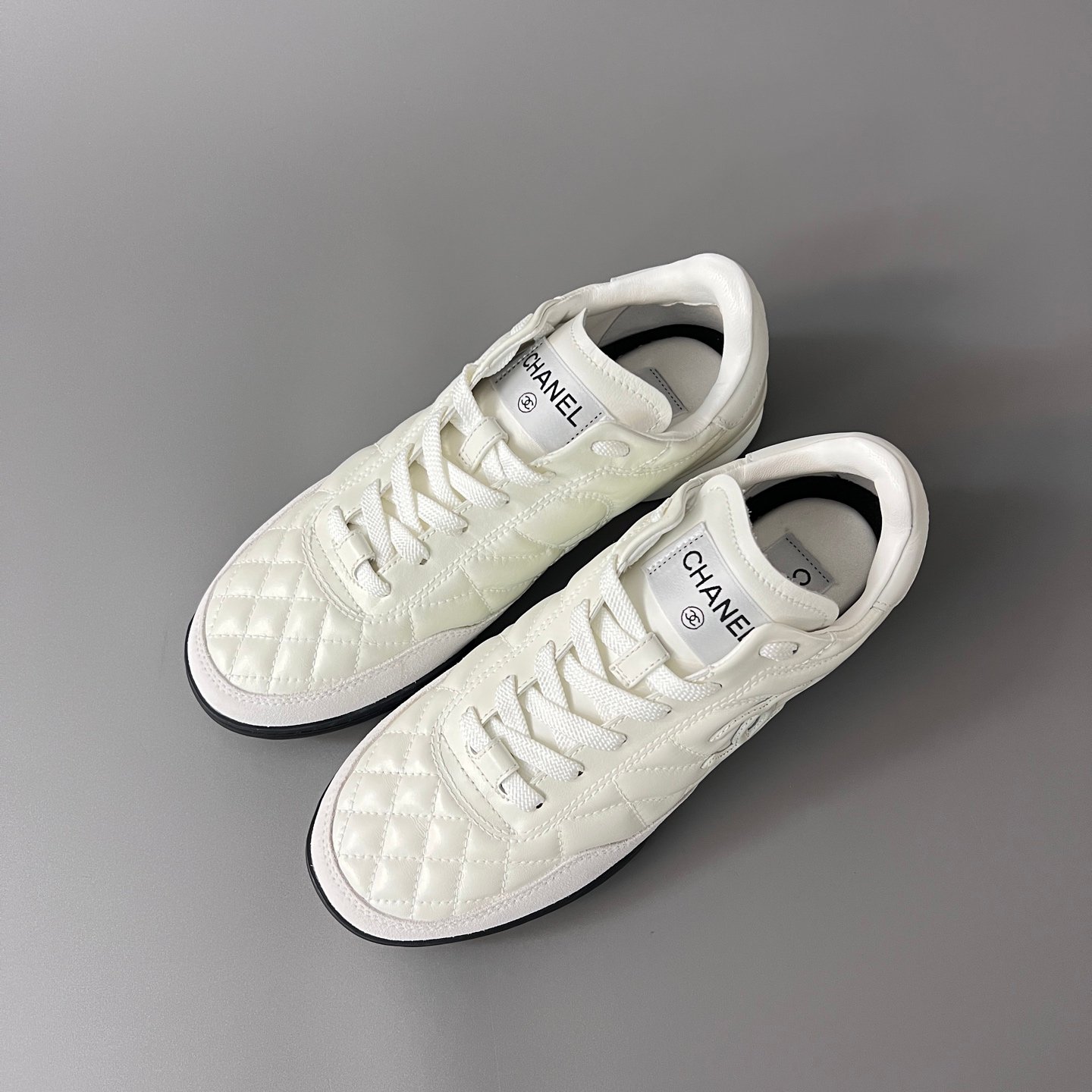 AuroraCustom Chanel 25S Series GAT Lo-Top Sneakers (Pristine White, Quilted Calfskin & EVA/Rubber Hybrid Sole Edition) - Image 8