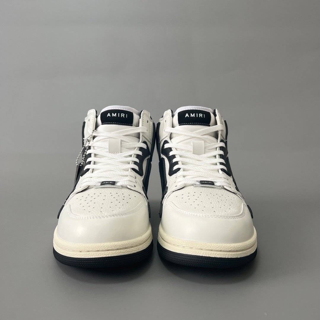 AuroraCustom Amiri Skel Top High Series Sneakers (Classic Panda White & Black Bone Applique Edition) - Image 2
