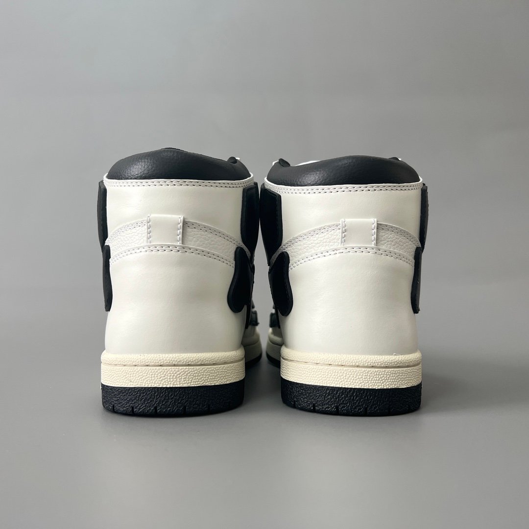 AuroraCustom Amiri Skel Top High Series Sneakers (Classic Panda White & Black Bone Applique Edition) - Image 5