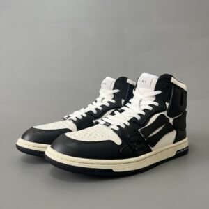 AuroraCustom Amiri Skel Top High Series Sneakers (Reverse Panda Black Toe & Black Bone Applique Edition)