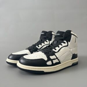 AuroraCustom Amiri Skel Top High Series Sneakers (Reverse Panda Black Toe & Pristine White Bone Applique Edition)
