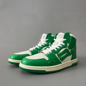 AuroraCustom Amiri Skel Top High Series Sneakers (Pine Meadow Green & Tonal Green Bone Applique Edition)