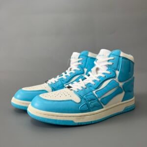 AuroraCustom Amiri Skel Top High Series Sneakers (Carolina Sky Blue & Tonal Blue Bone Applique Edition)