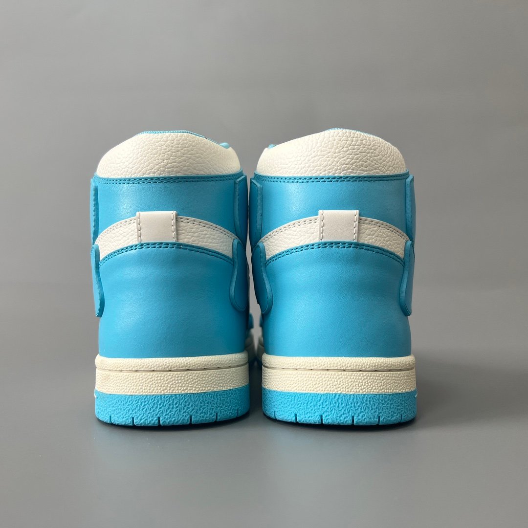 AuroraCustom Amiri Skel Top High Series Sneakers (Carolina Sky Blue & Tonal Blue Bone Applique Edition) - Image 5