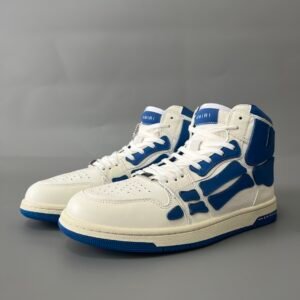 AuroraCustom Amiri Skel Top High Series Sneakers (Royal Cobalt Blue & Tonal Blue Bone Applique Edition)