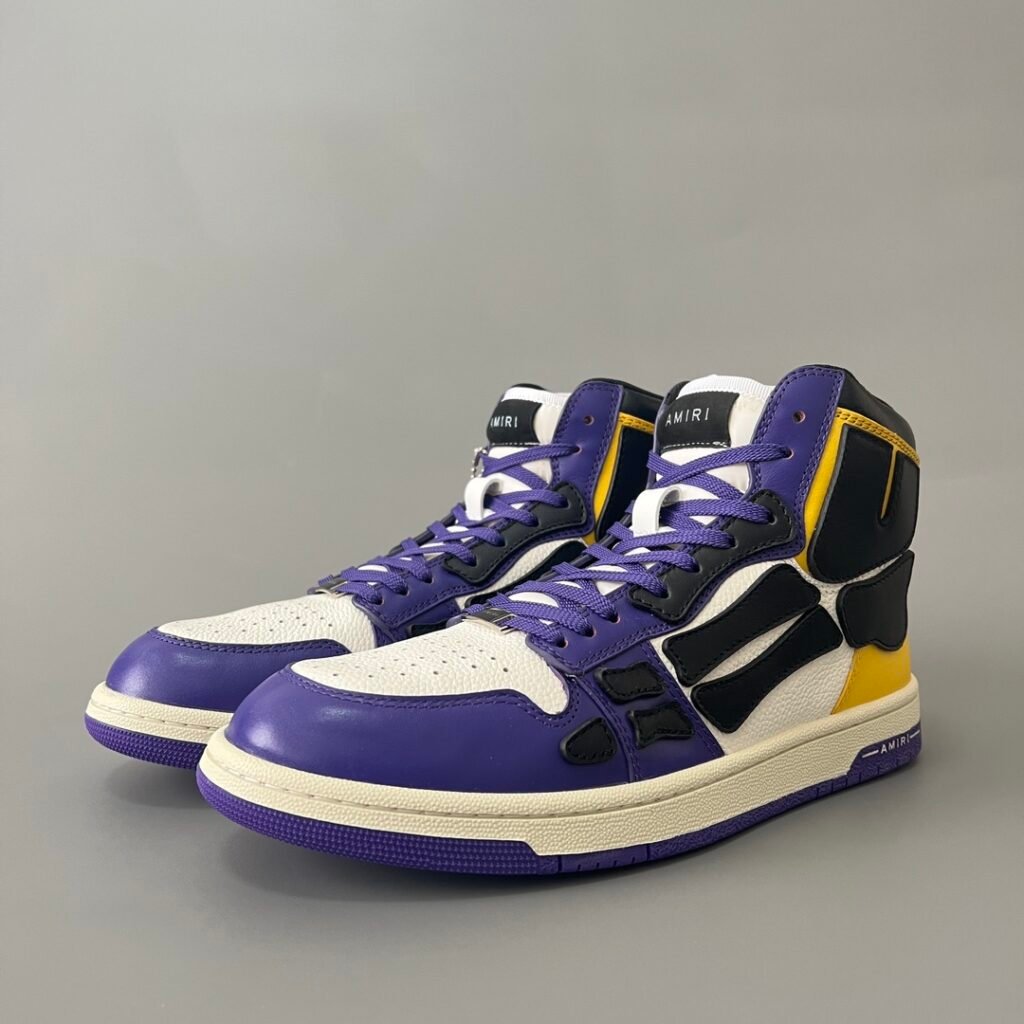 AuroraCustom Amiri Skel Top High Series Sneakers (Court Purple, Varsity Gold & Court Black Bone Applique Edition)
