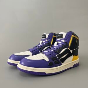 AuroraCustom Amiri Skel Top High Series Sneakers (Court Purple, Varsity Gold & Court Black Bone Applique Edition)