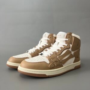 AuroraCustom Amiri Skel Top High Series Sneakers (Classic Almond Tan & Tonal Tan Bone Applique Edition)