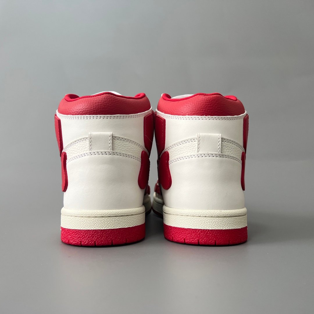 AuroraCustom Amiri Skel Top High Series Sneakers (Crimson Varsity Red & Tonal Red Bone Applique Edition) - Image 5