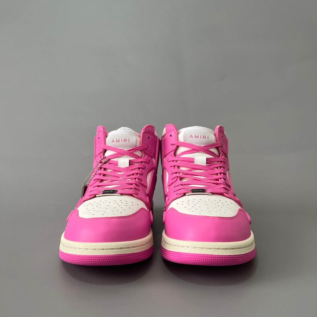 AuroraCustom Amiri Skel Top High Series Sneakers (Vibrant Blossom Pink & Tonal Pink Bone Applique Edition) - Image 2