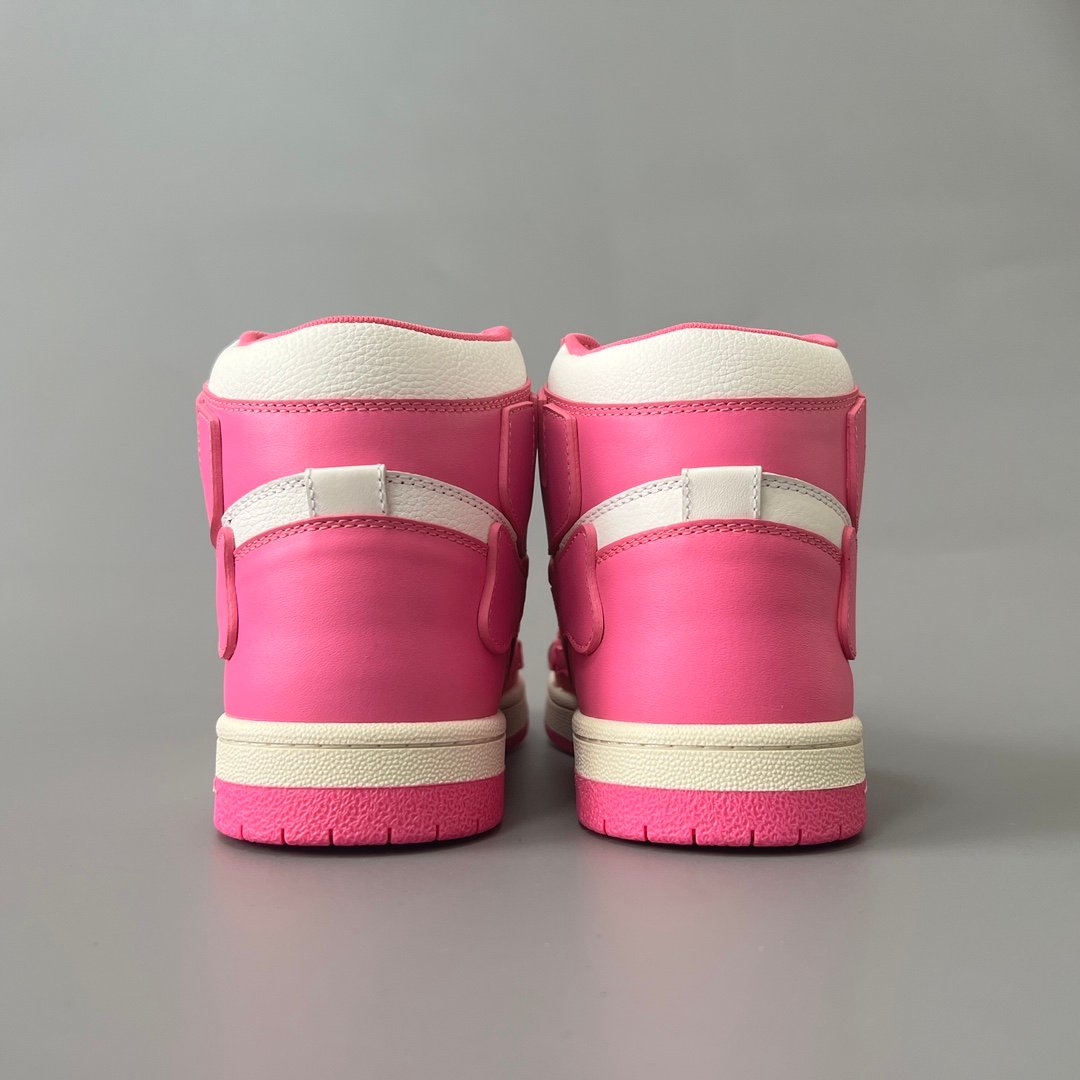 AuroraCustom Amiri Skel Top High Series Sneakers (Vibrant Blossom Pink & Tonal Pink Bone Applique Edition) - Image 5