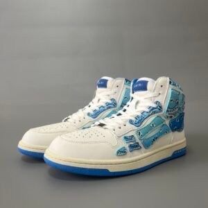AuroraCustom Amiri Skel Top High Series Sneakers (Carolina Sky Blue & Blue Bandana Paisley Applique Edition)