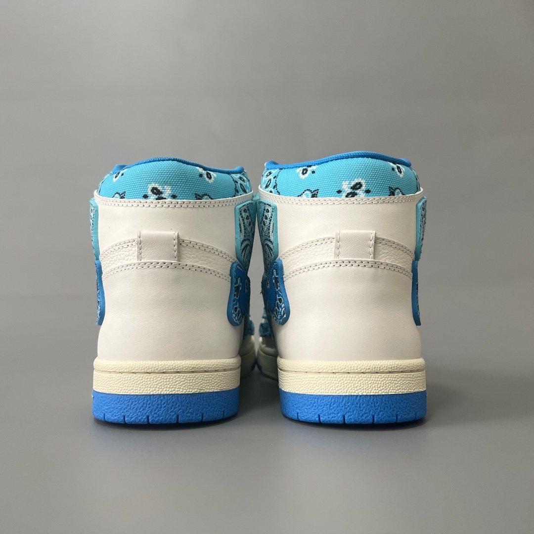 AuroraCustom Amiri Skel Top High Series Sneakers (Carolina Sky Blue & Blue Bandana Paisley Applique Edition) - Image 5