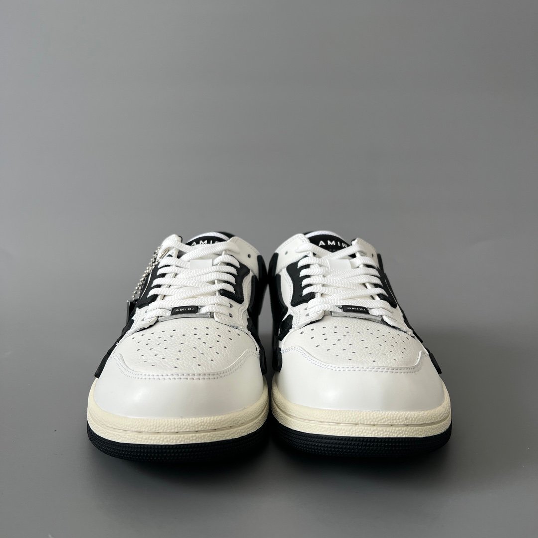 AuroraCustom Amiri Skel Top Low Series Sneakers (Classic Panda White & Black Bone Applique Edition) - Image 2