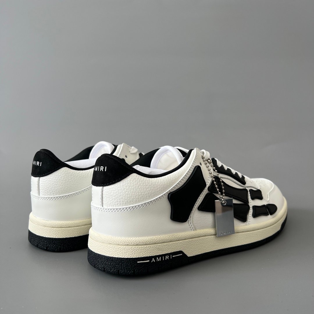AuroraCustom Amiri Skel Top Low Series Sneakers (Classic Panda White & Black Bone Applique Edition) - Image 4