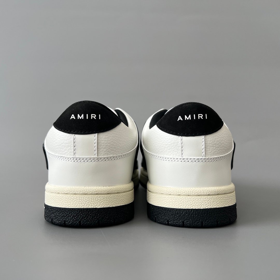 AuroraCustom Amiri Skel Top Low Series Sneakers (Classic Panda White & Black Bone Applique Edition) - Image 5