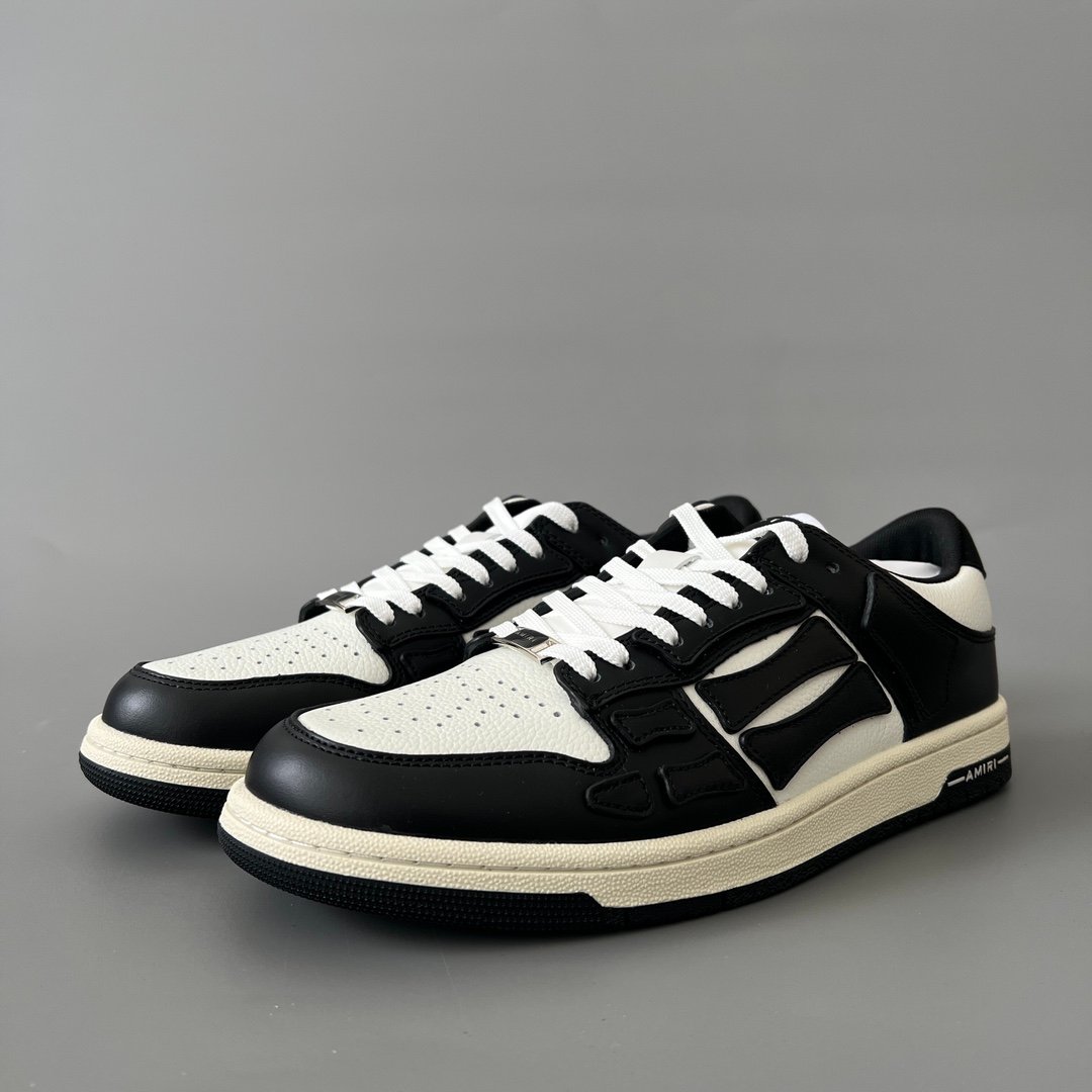 AuroraCustom Amiri Skel Top Low Series Sneakers (Reverse Panda Black Toe & Black Bone Applique Edition)