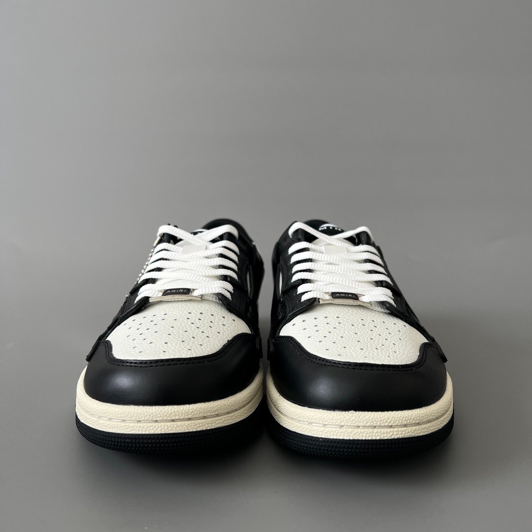 AuroraCustom Amiri Skel Top Low Series Sneakers (Reverse Panda Black Toe & Black Bone Applique Edition) - Image 2