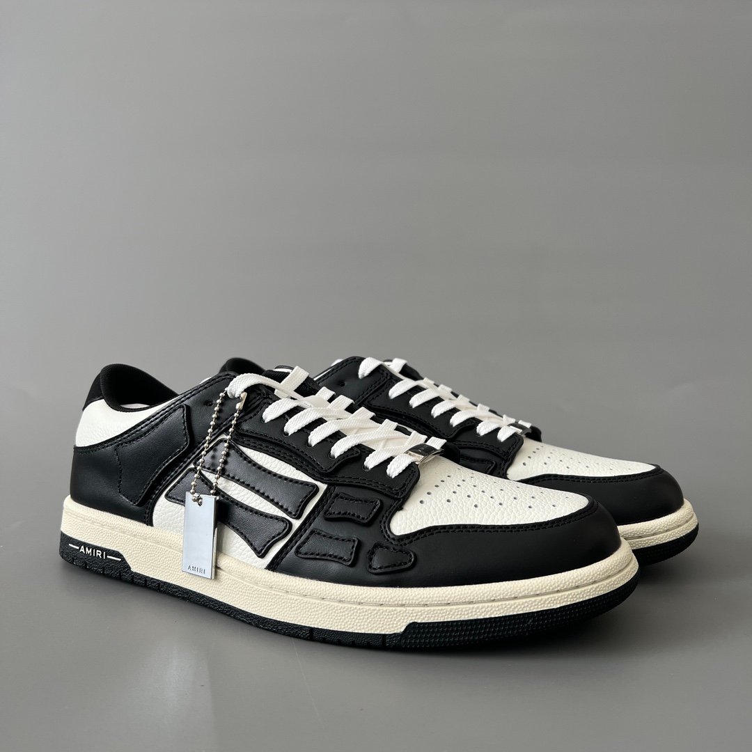 AuroraCustom Amiri Skel Top Low Series Sneakers (Reverse Panda Black Toe & Black Bone Applique Edition) - Image 3
