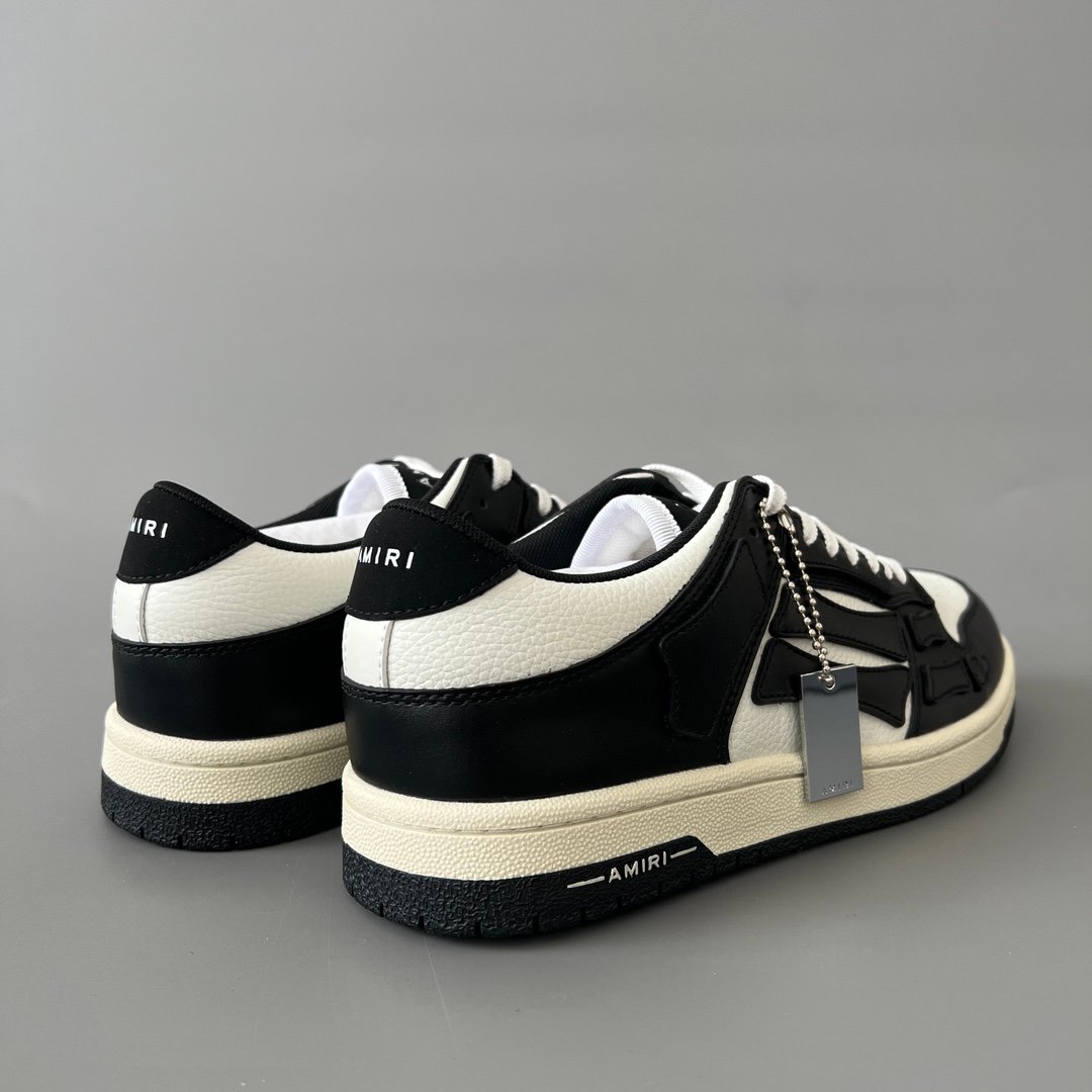 AuroraCustom Amiri Skel Top Low Series Sneakers (Reverse Panda Black Toe & Black Bone Applique Edition) - Image 4