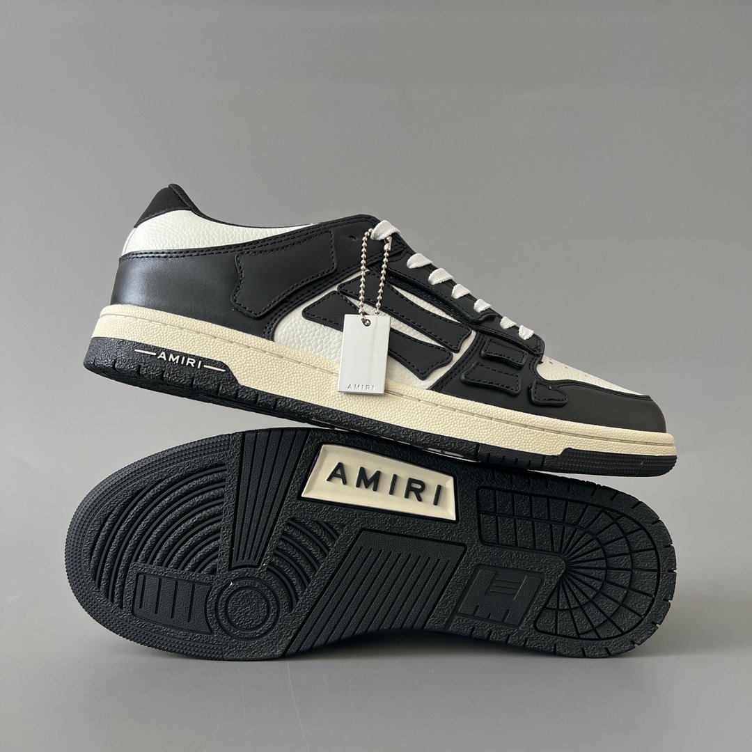 AuroraCustom Amiri Skel Top Low Series Sneakers (Reverse Panda Black Toe & Black Bone Applique Edition) - Image 6
