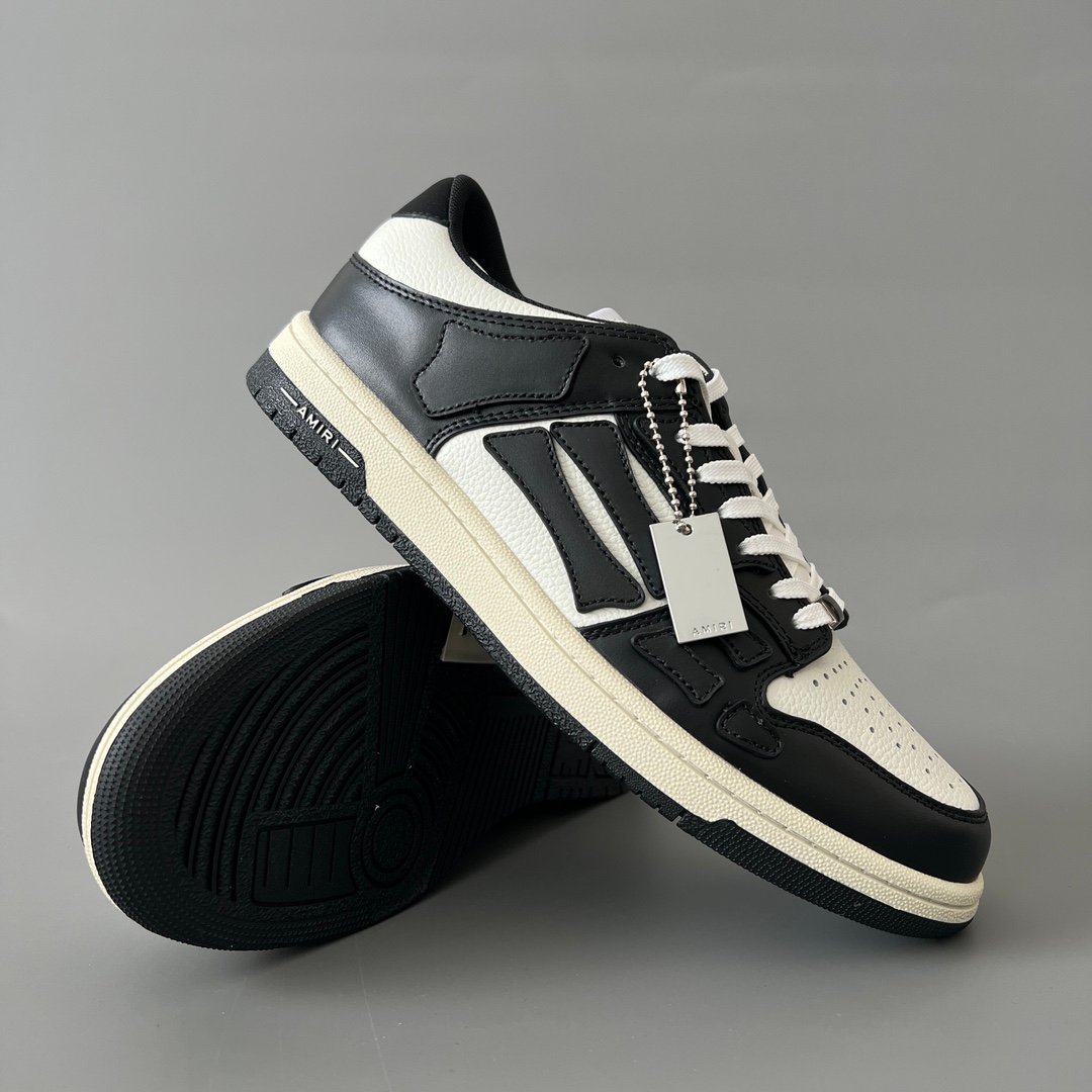 AuroraCustom Amiri Skel Top Low Series Sneakers (Reverse Panda Black Toe & Black Bone Applique Edition) - Image 7