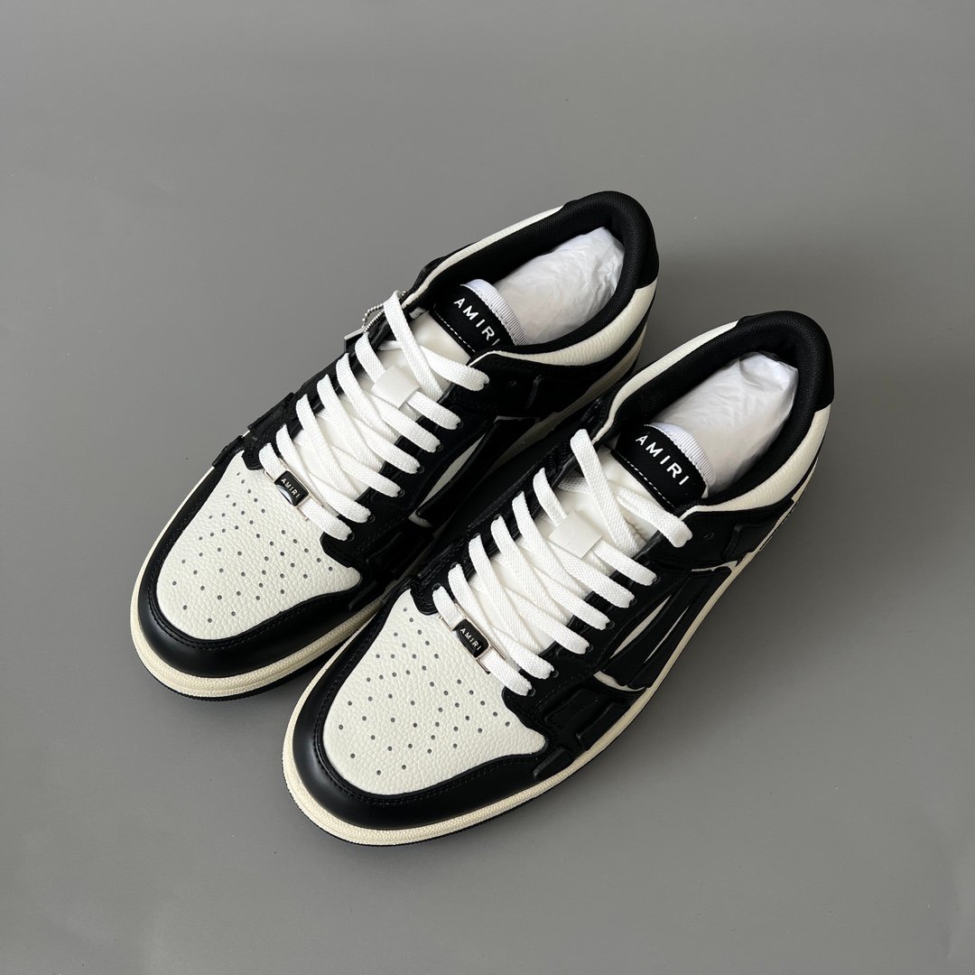 AuroraCustom Amiri Skel Top Low Series Sneakers (Reverse Panda Black Toe & Black Bone Applique Edition) - Image 8
