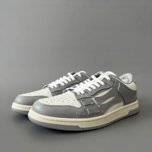 AuroraCustom Amiri Skel Top Low Series Sneakers (Slate Cement Grey & Tonal Grey Bone Applique Edition)