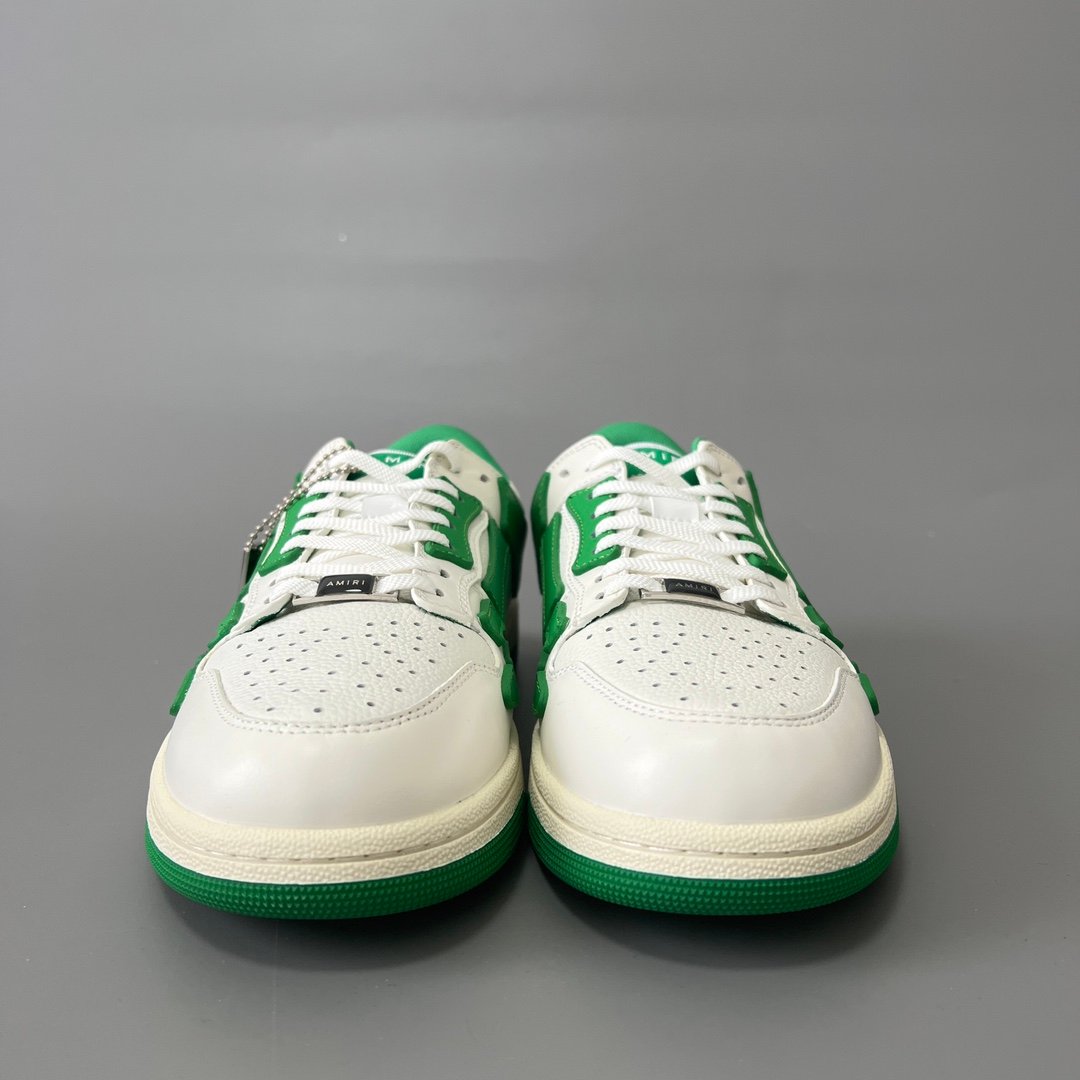 AuroraCustom Amiri Skel Top Low Series Sneakers (Pine Meadow Green & Tonal Green Bone Applique Edition) - Image 2