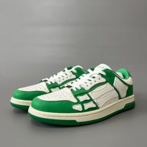 AuroraCustom Amiri Skel Top Low Series Sneakers (Pine Meadow Green & Pristine White Bone Applique Edition)