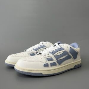 AuroraCustom Amiri Skel Top Low Series Sneakers (Muted Periwinkle Blue & Tonal Blue Bone Applique Edition)