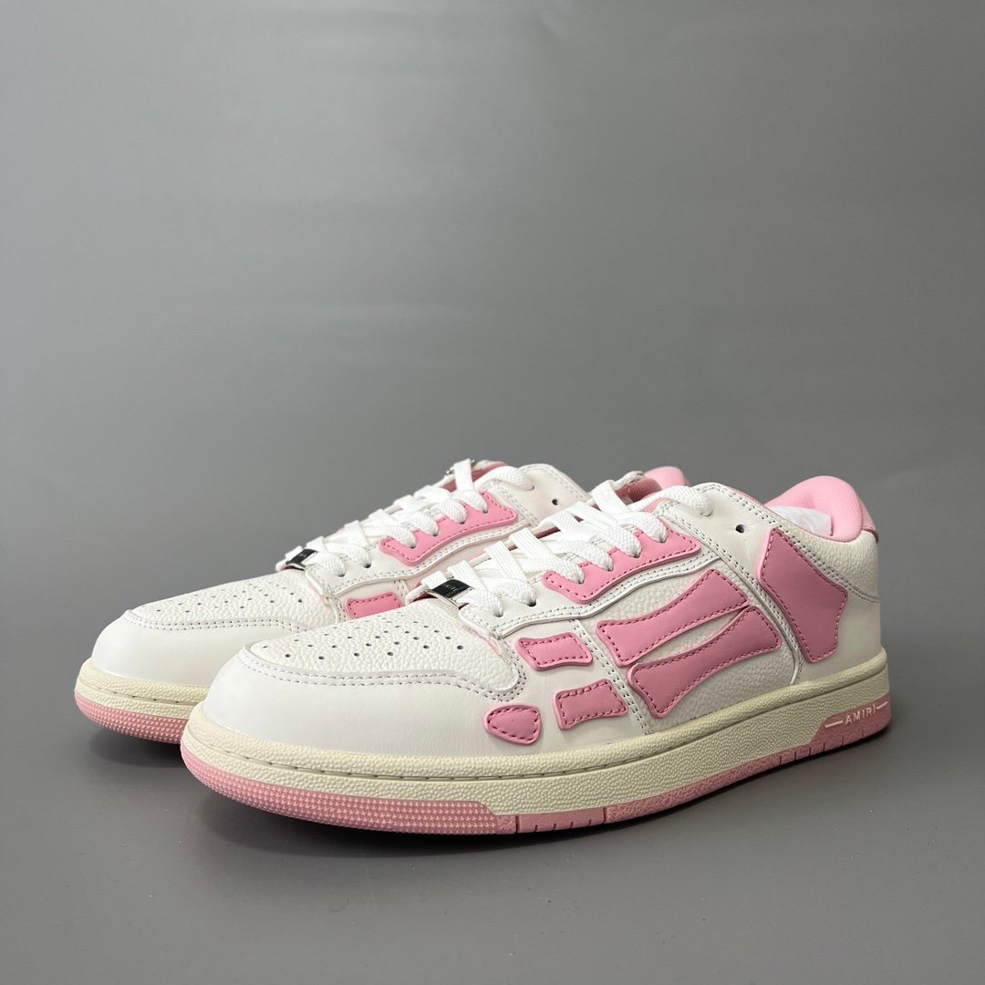 AuroraCustom Amiri Skel Top Low Series Sneakers (Soft Sakura Pink & Tonal Pink Bone Applique Edition)