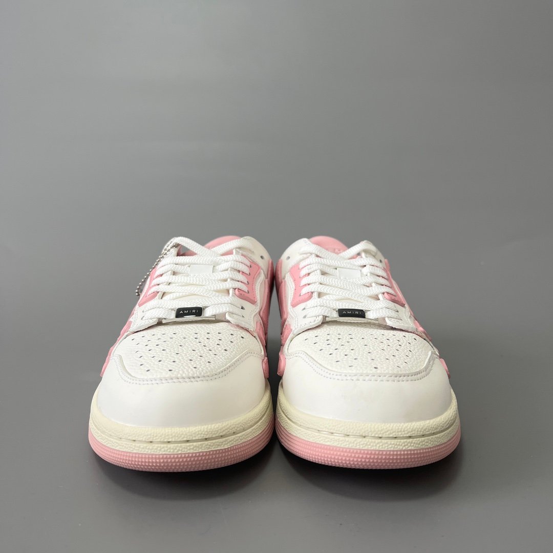 AuroraCustom Amiri Skel Top Low Series Sneakers (Soft Sakura Pink & Tonal Pink Bone Applique Edition) - Image 2