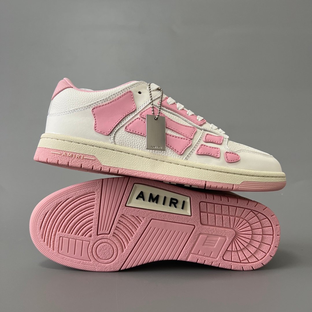 AuroraCustom Amiri Skel Top Low Series Sneakers (Soft Sakura Pink & Tonal Pink Bone Applique Edition) - Image 6