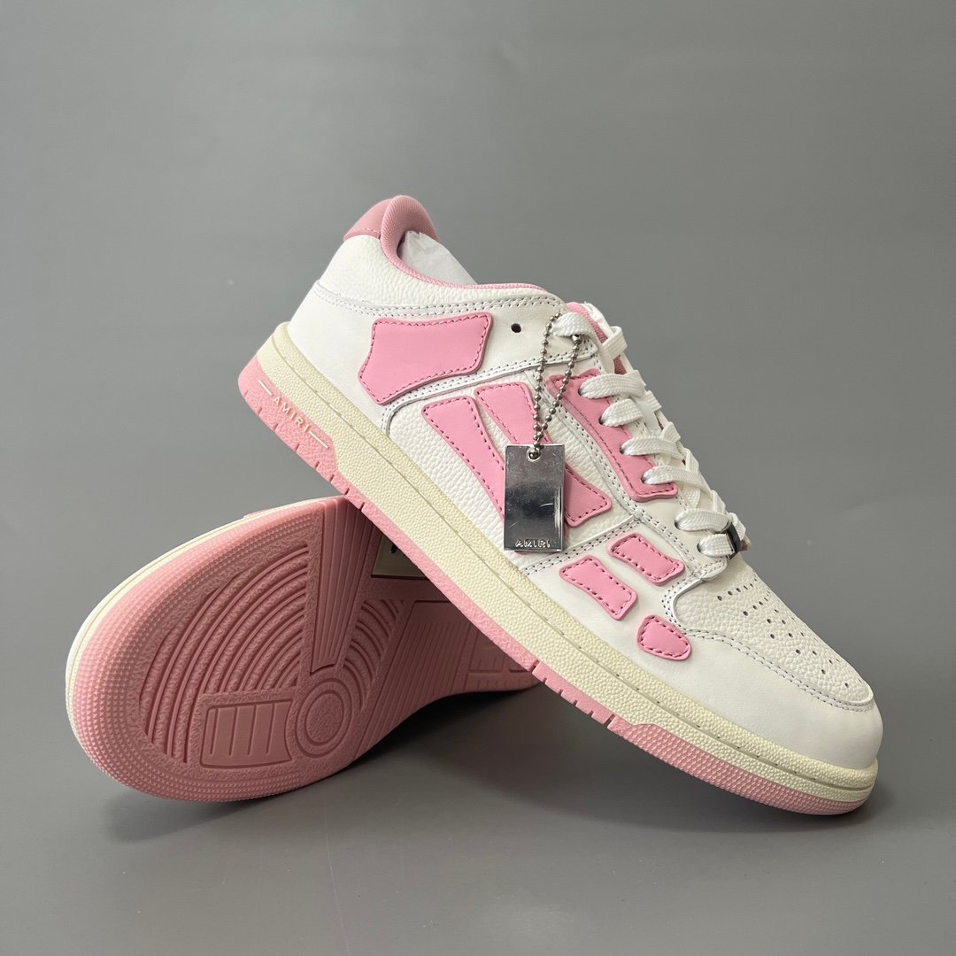 AuroraCustom Amiri Skel Top Low Series Sneakers (Soft Sakura Pink & Tonal Pink Bone Applique Edition) - Image 7