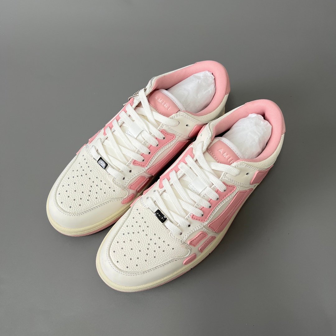 AuroraCustom Amiri Skel Top Low Series Sneakers (Soft Sakura Pink & Tonal Pink Bone Applique Edition) - Image 8