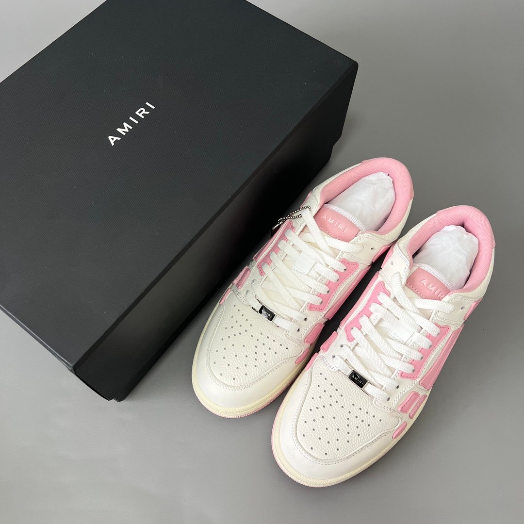 AuroraCustom Amiri Skel Top Low Series Sneakers (Soft Sakura Pink & Tonal Pink Bone Applique Edition) - Image 9