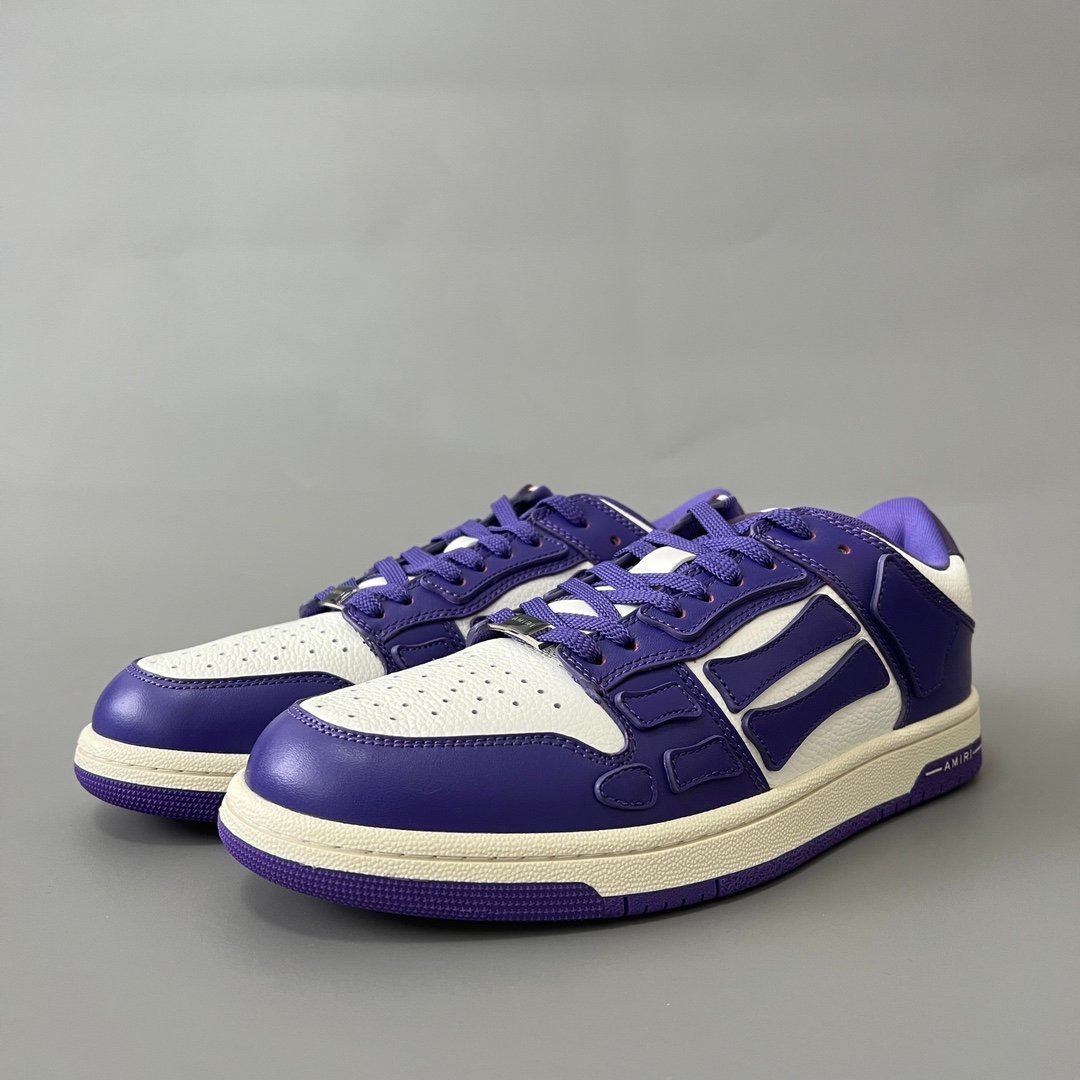 AuroraCustom Amiri Skel Top Low Series Sneakers (Deep Court Purple & Tonal Purple Bone Applique Edition)