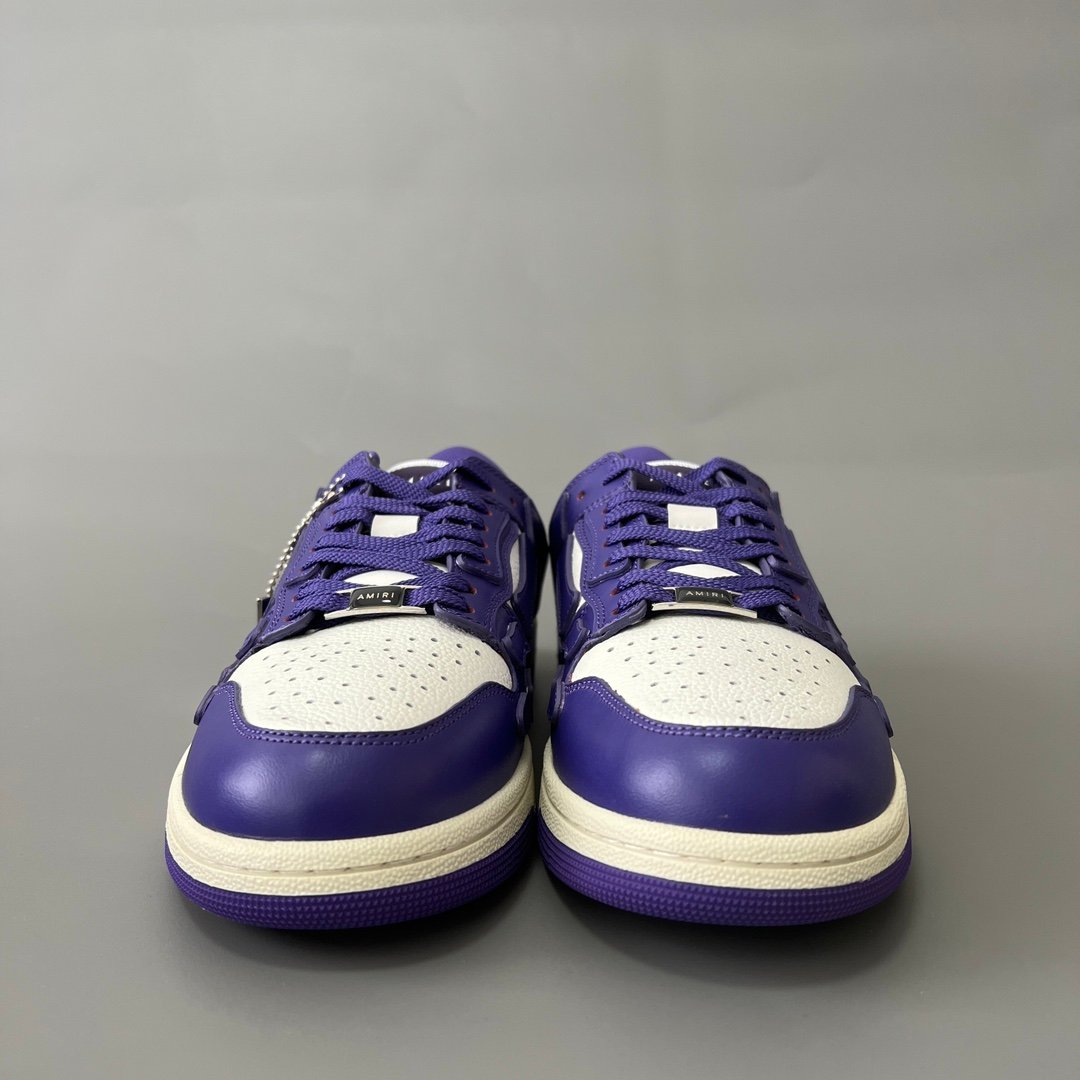 AuroraCustom Amiri Skel Top Low Series Sneakers (Deep Court Purple & Tonal Purple Bone Applique Edition) - Image 2
