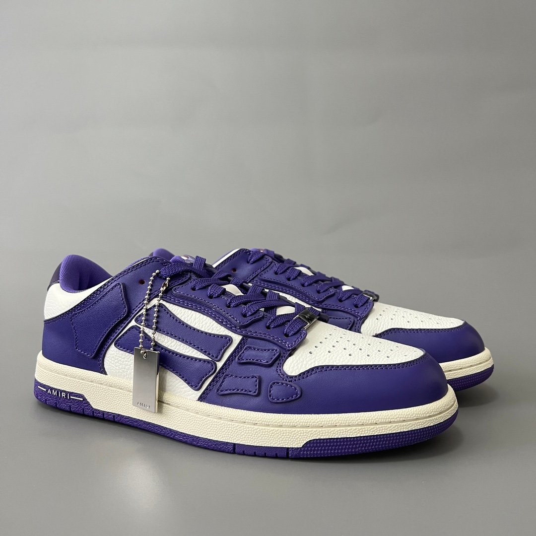 AuroraCustom Amiri Skel Top Low Series Sneakers (Deep Court Purple & Tonal Purple Bone Applique Edition) - Image 3