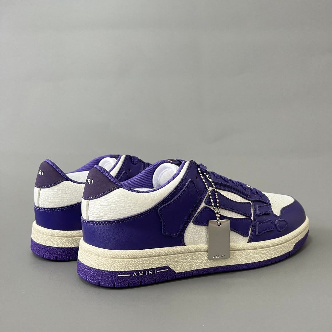 AuroraCustom Amiri Skel Top Low Series Sneakers (Deep Court Purple & Tonal Purple Bone Applique Edition) - Image 4