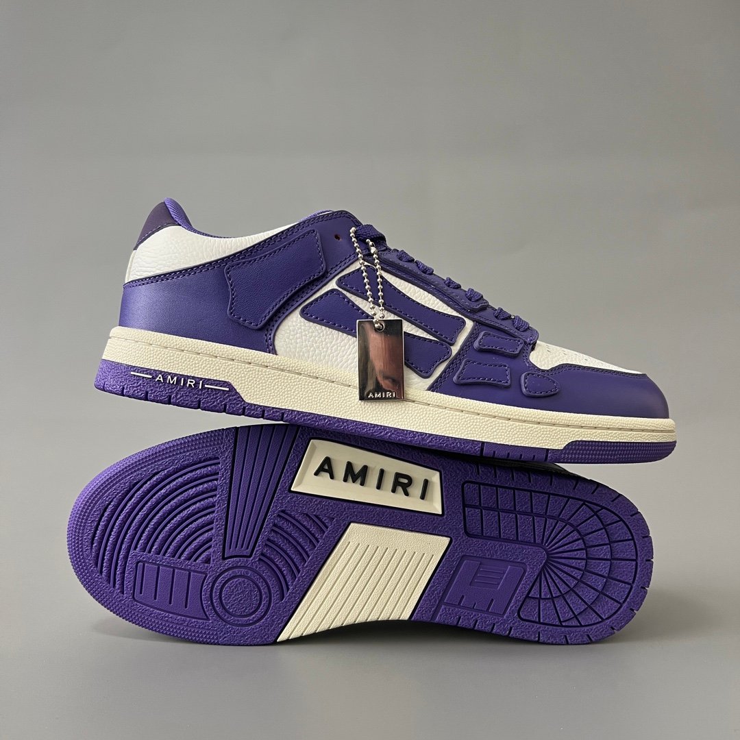 AuroraCustom Amiri Skel Top Low Series Sneakers (Deep Court Purple & Tonal Purple Bone Applique Edition) - Image 6