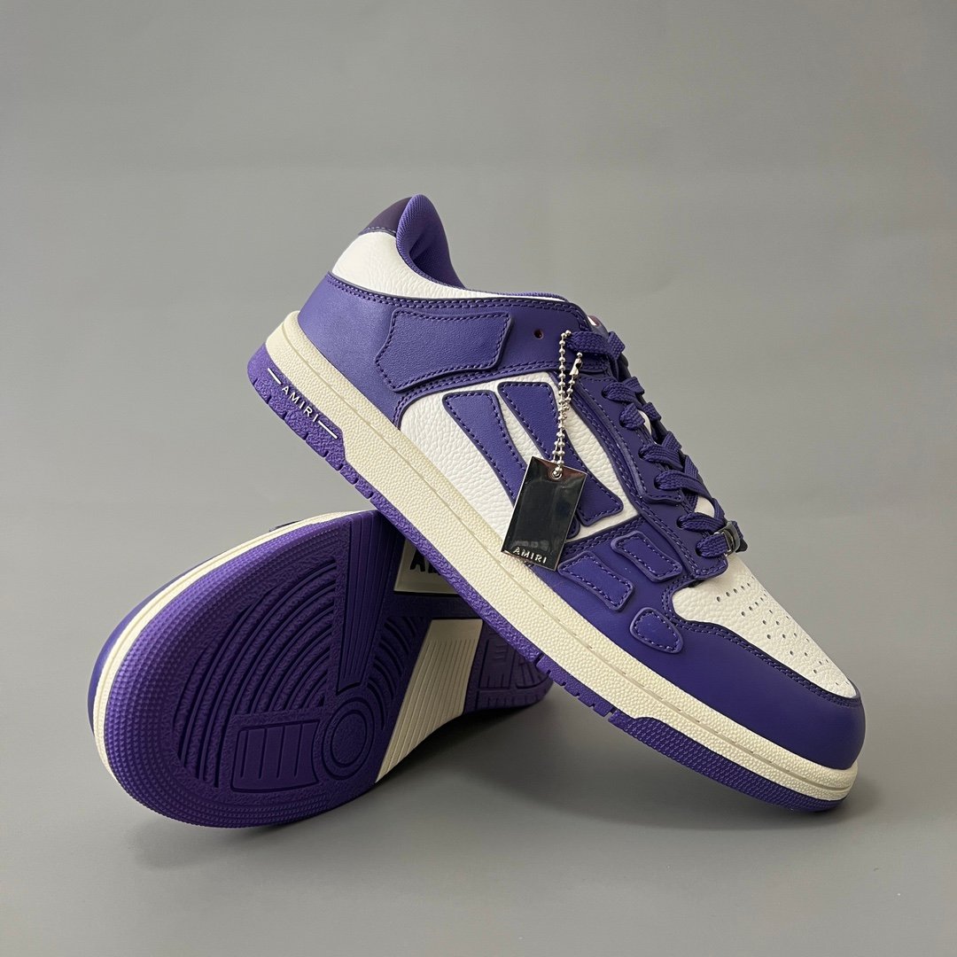 AuroraCustom Amiri Skel Top Low Series Sneakers (Deep Court Purple & Tonal Purple Bone Applique Edition) - Image 7