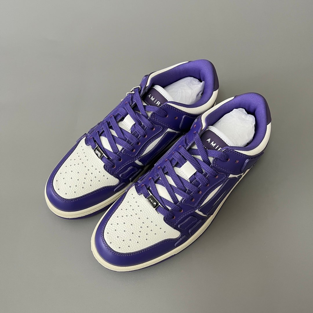 AuroraCustom Amiri Skel Top Low Series Sneakers (Deep Court Purple & Tonal Purple Bone Applique Edition) - Image 8