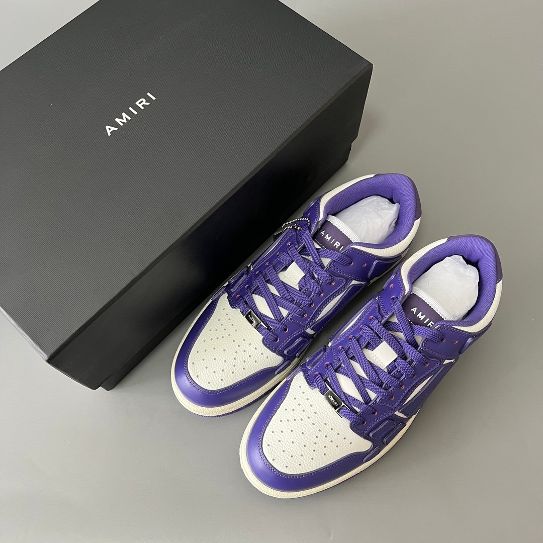 AuroraCustom Amiri Skel Top Low Series Sneakers (Deep Court Purple & Tonal Purple Bone Applique Edition) - Image 9