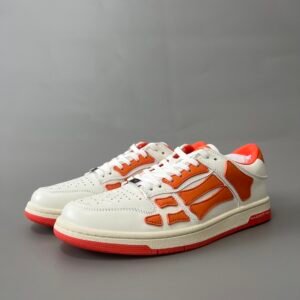 AuroraCustom Amiri Skel Top Low Series Sneakers (Sunset Coral Orange & Tonal Orange Bone Applique Edition)
