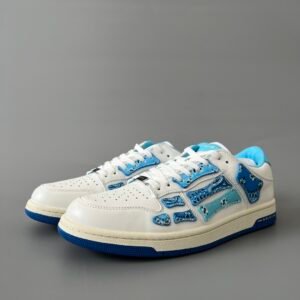 AuroraCustom Amiri Skel Top Low Series Sneakers (Carolina Sky Blue & Blue Bandana Paisley Applique Edition)